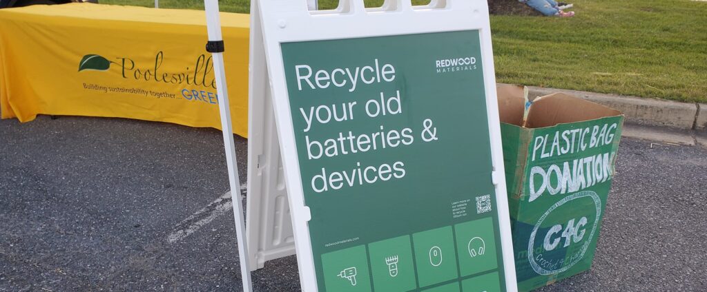 Poolesville Green Recycling stations at an event